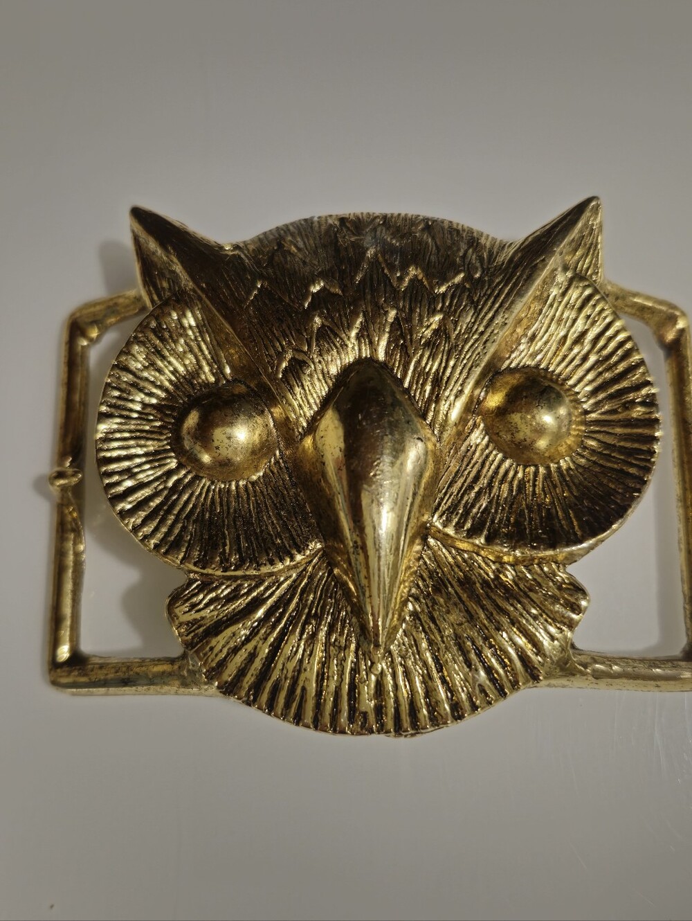 Vintage Gold Tone Owl Belt Buckle Statement Boho Western Unisex